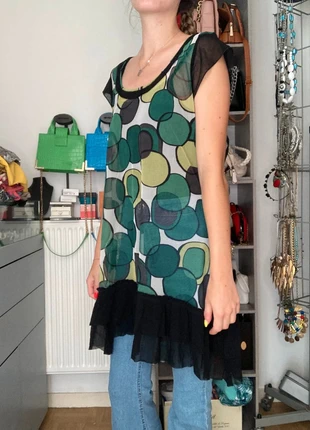 Grande tunique en résille verte à motifs Promod taille unique bon état, marque: Fórmul@, état: Bon état, taille: Taille unique, 10,00 €, 11,20 € Protection acheteurs incluse