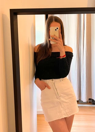 Haut top épaules dénudées manches longues noir été léger automne basic, marca: H&M, estado: Muy bueno, tamaño: XXS / 32 / 4, 5,00 €, 5,95 € Protección al comprador incluida