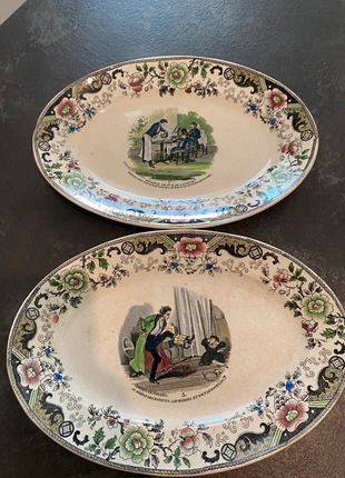 2 vassoi con scene di vita quotidiana, staat: Heel goed, € 100,00, € 105,70 inclusief Kopersbescherming