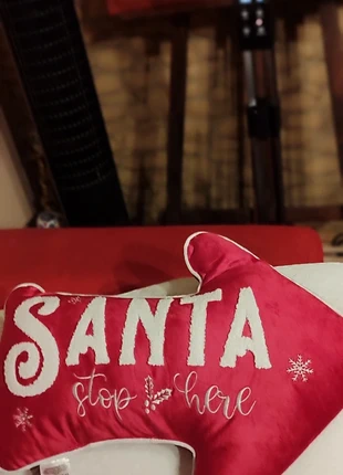 Weihnachtskissen, Santa stop here, Christmas, merk: Candy, staat: Nieuw met prijskaartje, maat: 35 x 50 cm, € 27,00, € 29,05 inclusief Kopersbescherming