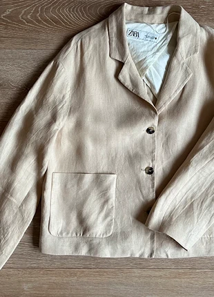 Beige Linen Zara Blazer, marque: Zara, état: Très bon état, taille: L / 40 / 12, 22,00 €, 23,80 € Protection acheteurs incluse