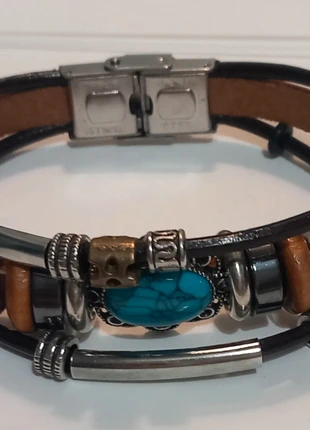 Leatherette & stone bracelet, condition: Good, £2.50, £3.33 includes Buyer Protection
