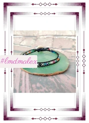 Bracelet perles cristal et cuir naturel - cuir, marque: CUIR, état: Neuf avec étiquette, 15,90 €, 17,40 € Protection acheteurs incluse