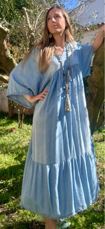 Robe longue jean bohème maxi confort et grande taille - photo numéro 9