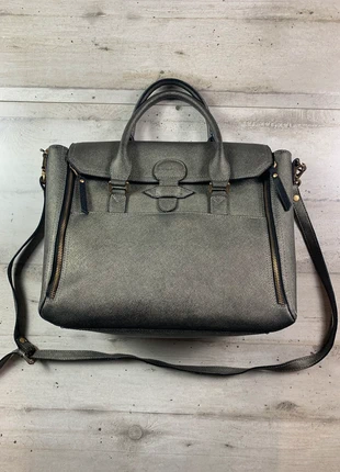 Sac à main Sabrina Paris en cuir saffiano gris, grand format structuré, brand: Sabrina, condition: Very good, €40.00, €42.70 includes Buyer Protection Pro