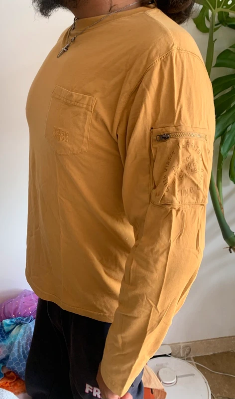👕 Haut homme manches longues jaune – Planète – Taille L - photo numéro 3