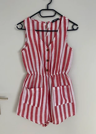 Combishort rayé en lin rouge et blanc – SHEIN – Taille XS, marque: Shein, état: Très bon état, taille: XS / 34 / 6, 3,00 €, 3,85 € Protection acheteurs incluse