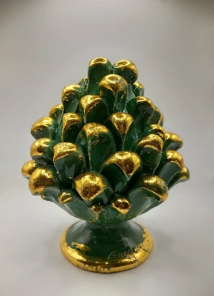 Pigna siciliana in ceramica 18 cm verde e oro, marque: Sicilia, état: Neuf avec étiquette, 50,00 €, 53,20 € Protection acheteurs incluse