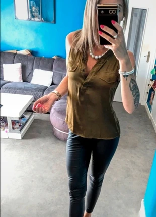 🌺Blouse kaki, fluide, chic, en taille XS🌺, condition: Very good, size: XS / 34 / 6, €8.00, €9.10 includes Buyer Protection Pro
