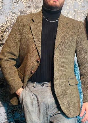 Veste blazer vintage 70’s Harris Tweed made in Great Britain motif chevron vert kaki marron taille M, marque: Harris Tweed, état: Très bon état, taille: M, 79,90 €, 84,60 € Protection acheteurs incluse
