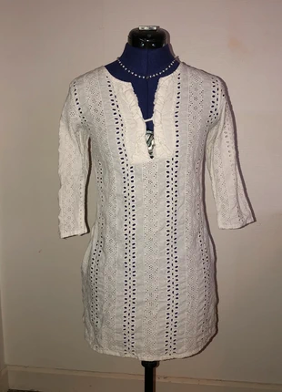 Robe de plage blanche courte avec poche – Taille M, marque: Beachwear, état: Très bon état, taille: M / 38 / 10, 11,00 €, 12,25 € Protection acheteurs incluse