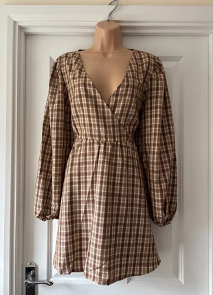Daisy Street gorgeous dress ballon sleeves camel check size 12, new with tags, brand: Daisy Street, condition: New with tags, size: L / 12, £17.00, £18.55 includes Buyer Protection