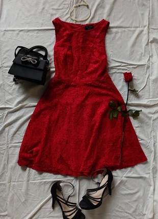 Robe de coktail trapèze en dentelle rouge avec doublure, marke: Dresses Yessica, zustand: Sehr gut, größe: S / 36 / 8, 15,99 €, 17,49 € inklusive Vinted-Käuferschutz
