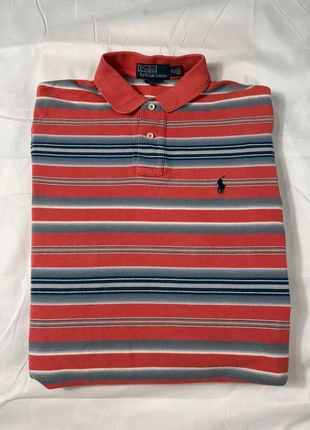 Polo Ralph Lauren homme à rayure taille M couleur rouge/bleu logo brodé (noir) 100% coton, merk: Ralph Lauren, staat: Heel goed, maat: M, € 24,99, € 26,94 inclusief Kopersbescherming