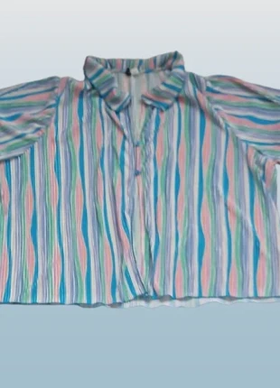 Blouse plissée à rayures multicolores, brand: ONLY, condition: Very good, size: XL / 42 / 14, €5.00, €5.95 includes Buyer Protection