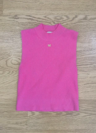 Top Sandro rose vif en maille côtelée sans manches – taille S (36), marque: Sandro, état: Très bon état, taille: S / 36 / 8, 65,00 €, 68,95 € Protection acheteurs incluse