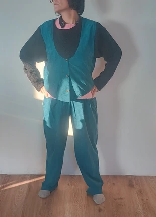 Ensemble vintage Mikava bleu canard (pantalon + gilet), marca: Mikava, estado: Muito bom, tamanho: M / 38 / 10, €20.00, €21.70 inclui Proteção do Comprador