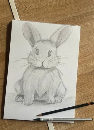 Dessin fait main lapin sur feuille A4 cartonnée, marca: Faber-Castell, estado: Nuevo con etiquetas, 6,80 €, 7,84 € Protección al comprador incluida