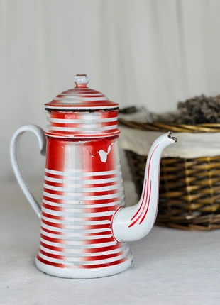 Théière cafetière vintage en tôle émaillée, marke: Vintage Love, zustand: Gut, 46,00 €, 49,00 € inklusive Vinted-Käuferschutz