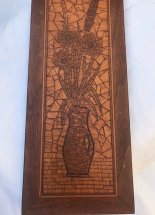 A wooden mosaic plaque, condition: Good, £6.00, £7.00 includes Buyer Protection