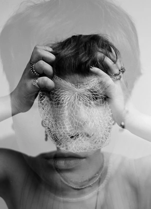 Postkarte Motiv: Schwarz-weiss Gesicht Doppelbelichtung, marca: Selfmade, estado: Nuevo con etiquetas, 5,00 €, 5,95 € Protección al comprador incluida