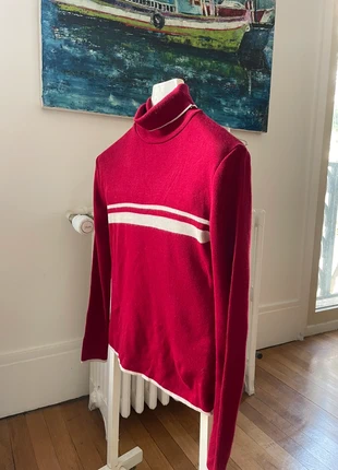 Pull vintage col roulé rouge et blanc Armand Thiery – style rétro demi-saison, marca: Armand Thiery, estado: Muy bueno, tamaño: M / 38 / 10, 6,00 €, 7,00 € Protección al comprador incluida
