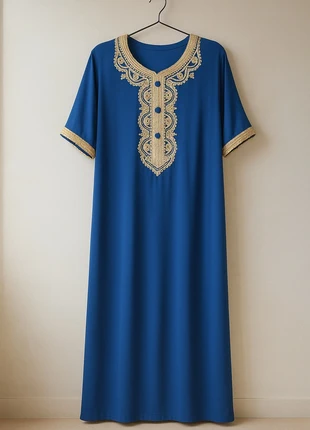 Robe orientale brodée – bleu royal et doré – taille XXXL, état: Neuf sans étiquette, taille: XXXL / 46 / 18, 5,00 €, 5,95 € Protection acheteurs incluse