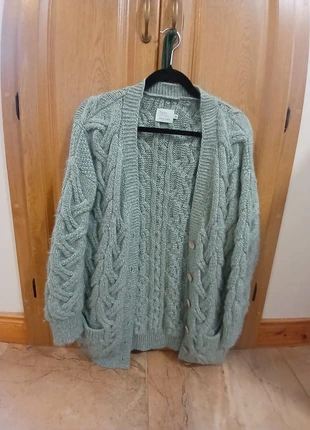 Vintage-Style Wool Hand-made Cardigan with Braided Pattern, condition: New without tags, size: S / 36 / 8, €35.00, €37.45 includes Buyer Protection
