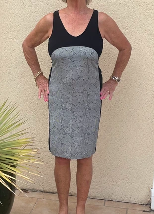 Robe cop.copine noire et grise – coupe droite élégante, brand: Cop Copine, condition: New without tags, size: M / 38 / 10, €18.00, €19.60 includes Buyer Protection