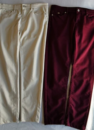 Lot de deux skinny "Body Shape", Bordeaux & beige. T38, marca: Stradivarius, estado: Muy bueno, tamaño: M / 38 / 10, 15,00 €, 16,45 € Protección al comprador incluida