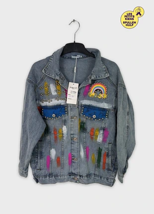 Veste en jean customisée Esther.h M 💛, marque: Esther.H, état: Très bon état, taille: M / 38 / 10, 15,00 €, 16,45 € Protection acheteurs (Pro) incluse