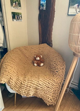 Couverture tressée en laine douce - jeté en grosses mailles - réalisé sur commande - fait main, marque: Fait Main, état: Neuf avec étiquette, taille: 100 x 150 cm, 50,00 €, 53,20 € Protection acheteurs incluse