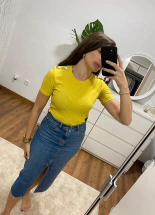 Camiseta de punto canalé amarillo mostaza, marque: Local, état: Très bon état, taille: S / 36 / 8, 5,00 €, 5,95 € Protection acheteurs incluse