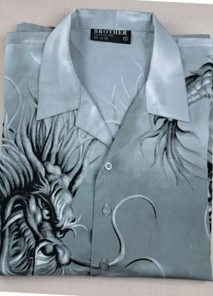 Chemise à courte manche Brother à motif 2 dragon ton gris taille XL coton, marca: Brother, estado: Muy bueno, tamaño: XL, 29,99 €, 32,19 € Protección al comprador incluida