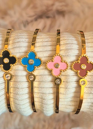 Bracelet trèfle coloré et dorée en acier inoxydable, marque: Tendance, état: Très bon état, 14,00 €, 15,40 € Protection acheteurs incluse