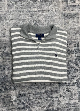 Pull quart de zip  Ralph Lauren | pull camionneur |  gris rayé blanc taille S  homme, marke: Ralph Lauren, zustand: Sehr gut, größe: S, 49,00 €, 52,15 € inklusive Vinted-Käuferschutz
