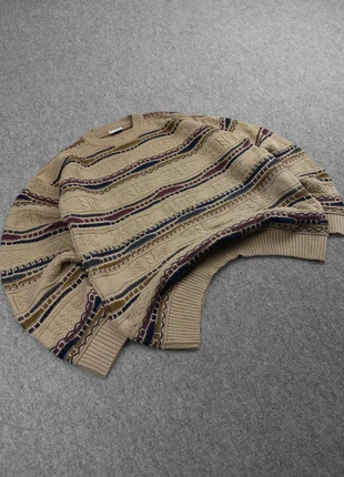 Pull Rare Vintage 80s en Maille Beige / Kaki / Multicolore à Motifs Reliefs "Coogi Style" (XL), marke: Target, zustand: Sehr gut, größe: XL, 42,00 €, 44,80 € beinhaltet Vinted-Käuferschutz Pro