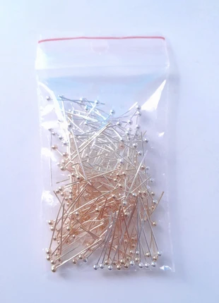 Lotbde 200 tiges à bout rond or et argent de 18 mm, merk: Fashion Jewelry, staat: Heel goed, € 3,99, € 4,89 inclusief Kopersbescherming