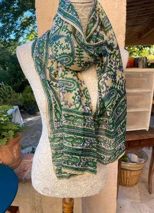 Écharpe blockprint paisley soie, brand: Fabrication Artisanale, condition: Very good, €12.00, €13.30 includes Buyer Protection