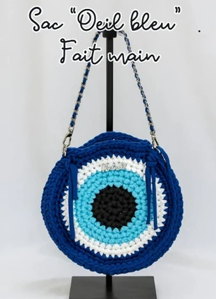Sac "Oeil bleu" fait main, marque: Tylaetia, état: Neuf sans étiquette, 10,00 €, 11,20 € Protection acheteurs incluse