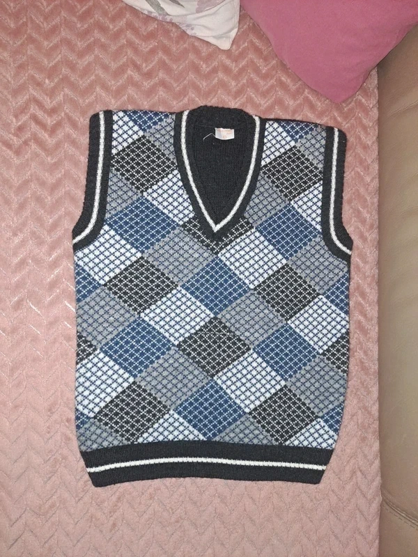 Pull sans manche bleu gris garçon deMetz 5 ans taille plus 6-ans tbe - photo numéro 4