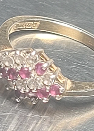 Nice Vintage Gilded Sterling Silver Pink and Transparent Stone Ring Size M, brand: Nice Vintage Gilded Sterling Silver Pink and Trans, condition: Good, size: 16.9 mm / M½, £9.49, £10.66 includes Buyer Protection Pro
