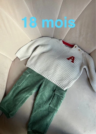 Ensemble pull coton et pantalon cargo velours 18 mois - Bout'chou, condizioni: Ottime, taglia: 12-18 mesi / 80 cm, €13.00, €14.35 include la Protezione acquisti