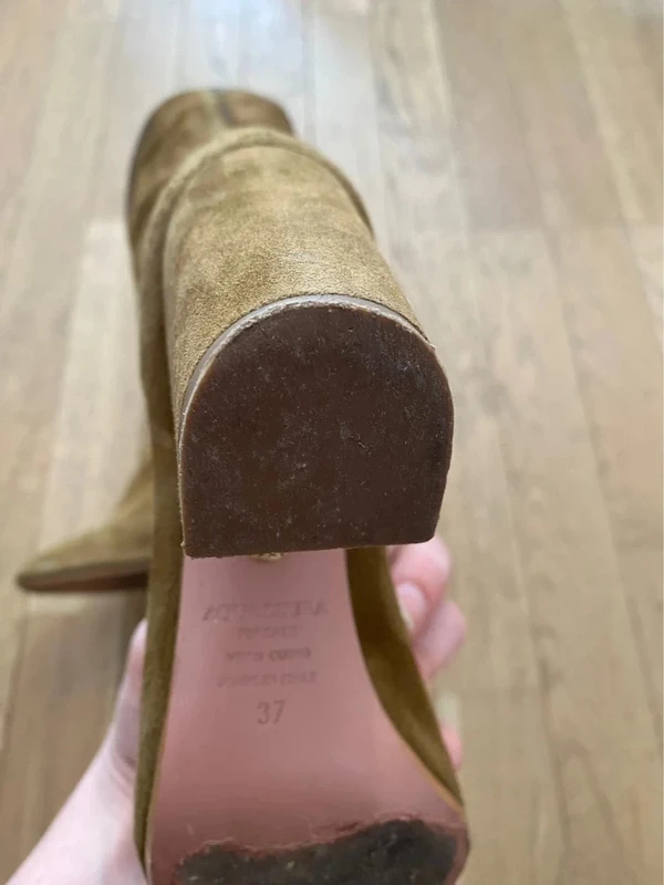 Bottines à talon en daim beige Aquazzura modèle Boogie taille 37 - photo numéro 9