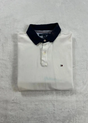 Polo manches courtes uni custom fit Tommy Hilfiger - Taille M Homme - Blanc col bleu marine, marque: Tommy Hilfiger, état: Bon état, taille: M, 3,00 €, 3,85 € Protection acheteurs incluse