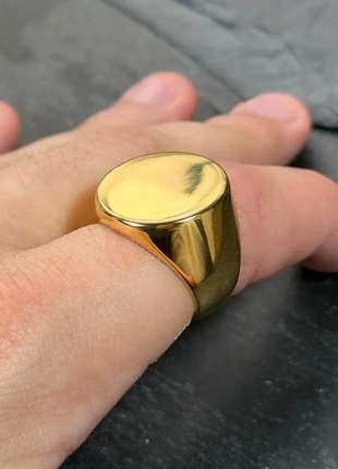 (SKU: rng-gp-pls-rnd-sig-d20-rs"n") Gold Stainless Steel Round Polished Signet Ring Pinky Ring Mens, brand: NO LABEL, condition: New with tags, £9.99, £11.19 includes Buyer Protection Pro