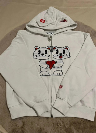 Sweat à Zip / Veste Minus Two y2k logo mascotte chat/lapin avec coeur, marque: Minus Twø, état: Très bon état, taille: M, 65,00 €, 68,95 € Protection acheteurs incluse