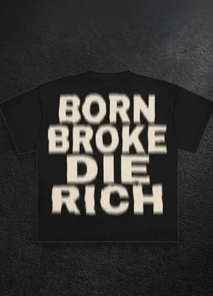 T-shirt noir oversize “Born Broke Die Rich” homme - Taille M, brand: y2k, condizioni: Ottime, taglia: M, €31.00, €33.25 include la Protezione acquisti