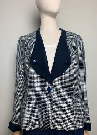 Veste pied de poule marine et blanche mélange laine vintage 80 #vintage #vestes #80s, merk: Vintage, staat: Heel goed, maat: M / 38 / 10, € 38,00, € 40,60 inclusief Kopersbescherming Pro