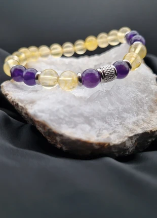 Bracelet pierres semi-précieuses Citrine & Améthyste, marca: lithotherapie, estado: Novo com etiquetas, €12.00, €13.30 inclui Proteção do Comprador